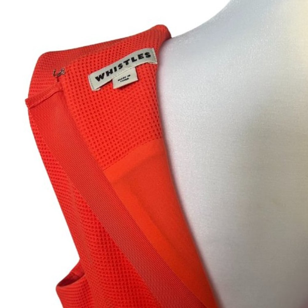 Whistles Textured Sleeveless Flare Dress Waffle Knit, Bright Orange, Sz 8 - Picture 9 of 11